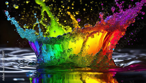 Splash of water with vibrant colours. Generative AI