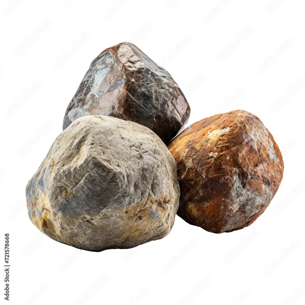 Cutout of 3 Rocks Isolated Against a Transparent Background (PNG) - AI Generative Cutout of 3 Rocks Isolated Against a Transparent Background (PNG) - AI Generative