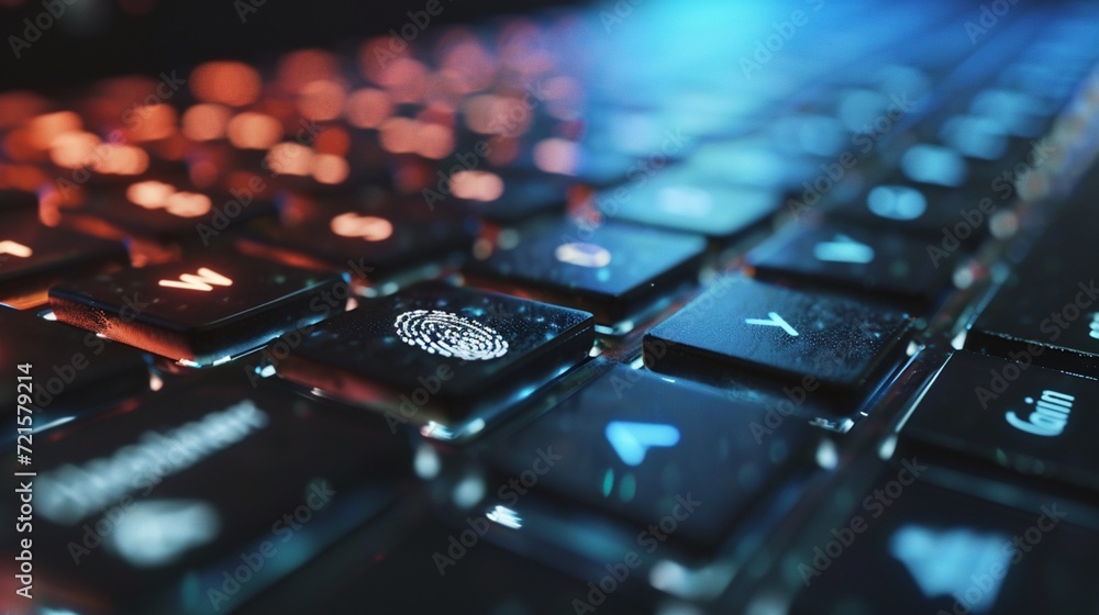 A keyboard with builtin fingerprint scanning technology, illustrating the convergence of