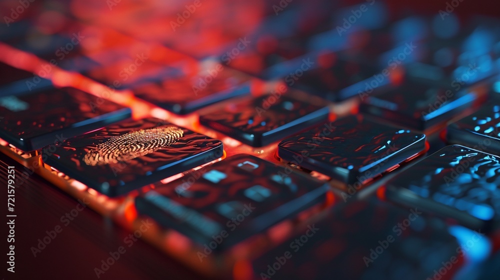 A keyboard with builtin fingerprint scanning technology, illustrating the convergence of