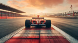 rear view of a red formula one car. Generative AI