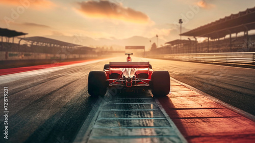 rear view of a red formula one car. Generative AI