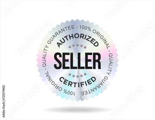 Authorized seller certified gold stamp on white background 