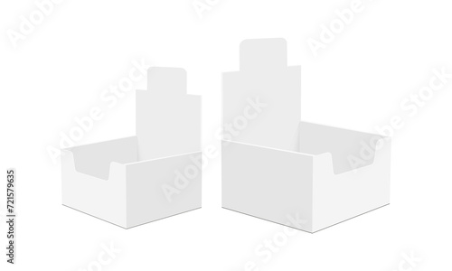 Blank POS DIsplay Boxes, Side View, Isolated On White Background. Vector Illustration