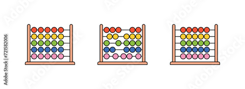 Abacus and horizontal abacus toy, colorful wooden beads, baby learning numbers, toy for children education, abacus counting frame cartoon style flat vector illustration.