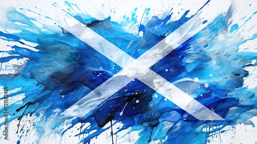 Artistic scotland flag with colorful paint splashes