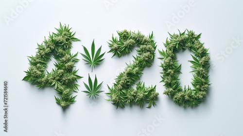 4:20 Day made of cannabis leaves. 420, celebration and consumption of cannabis and marijuana, liberalization and legalization.
