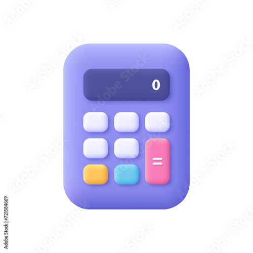 Calculator, math device. Financial analytics, calculations concept. 3d vector icon. Cartoon minimal style.