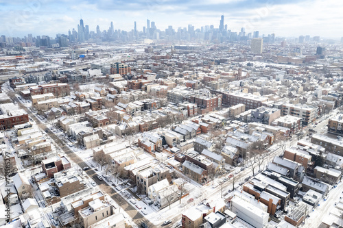 Chicago Bucktown neighborhood in Winter photo