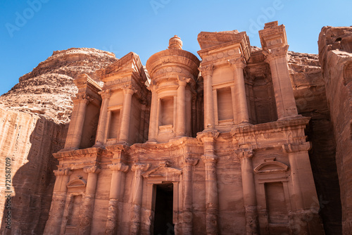 Landscape - Ad Deir (the monastery), a monumental building carved out of rock in the ancient Jordanian city of Petra.