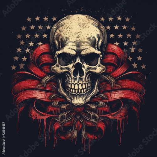 skull head and american symbol