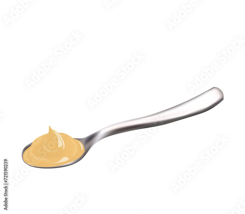 Tablespoon with vanilla pudding, vector