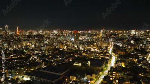 Night flight of Tokyo, Japan