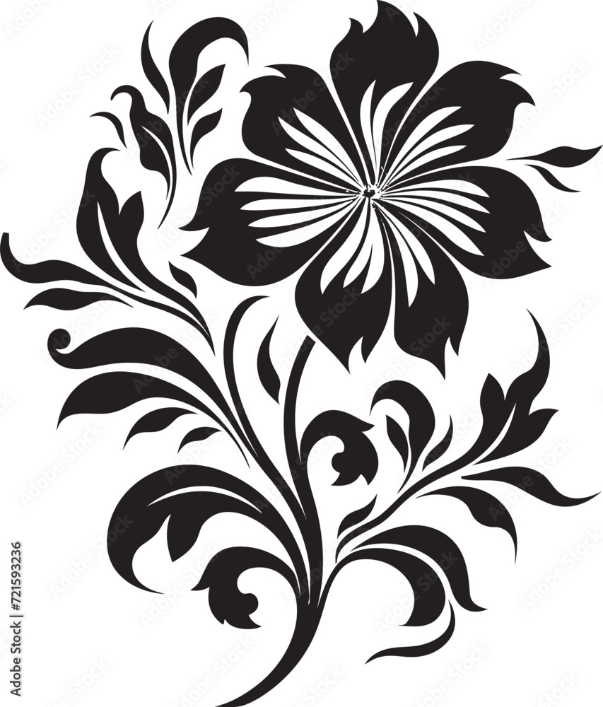 Ethereal Midnight Petal Whispers Black VectorsObsidian Garden Melody Floral Vector Art