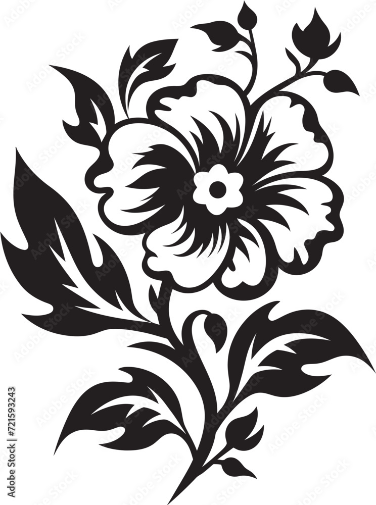 Noir Whispering Blooms Vectorized FloralsChic Noir Garden Reverie Black Vectors