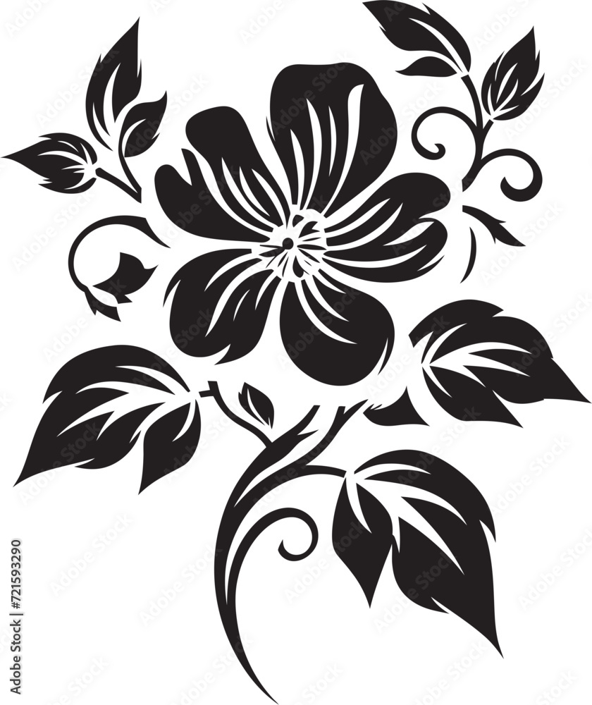 Whispering Noir Rose Symphony Black VectorsMonochrome Inked Garden Reverie Vector Florals