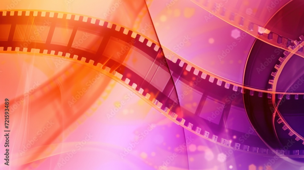 colorful abstract background with film strip.orange magenta background with film strip for background