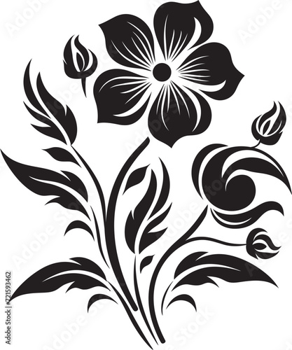 Fototapeta Naklejka Na Ścianę i Meble -  Whispering Noir Rose Melody Black Vector ArtMonochrome Midnight Botanical Serenade Vector Blooms
