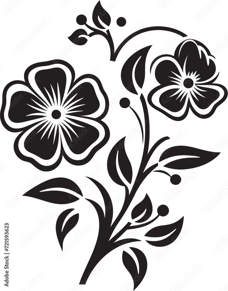 Obsidian Midnight Noir Ensemble Black VectorsNoir Whispering Inked Botany Vectorized Flora