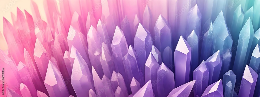 Abstract background of a large number of pink and purple crystals. Bright close-up of multi-colored crystals.
