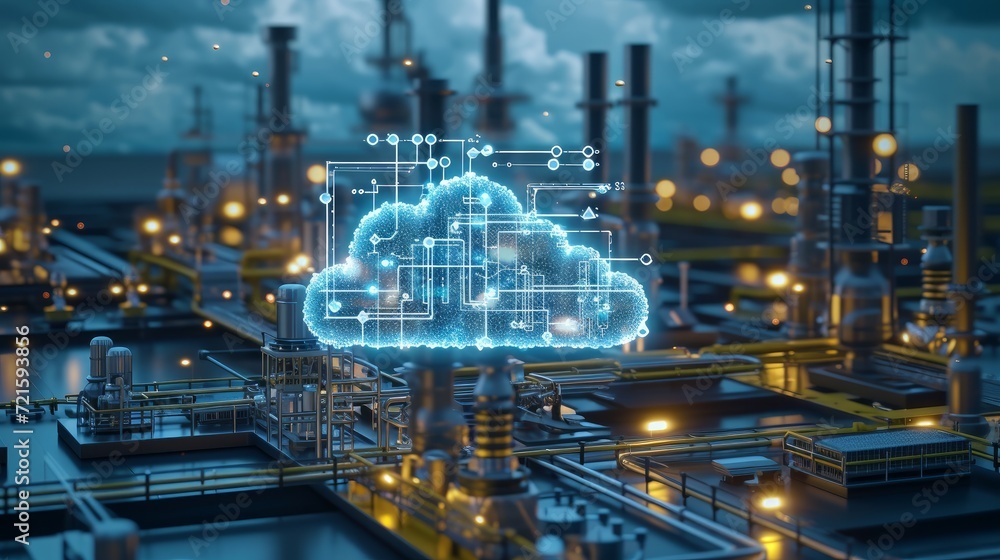 concept of industry 4.0 technology, automation system with cloud computing