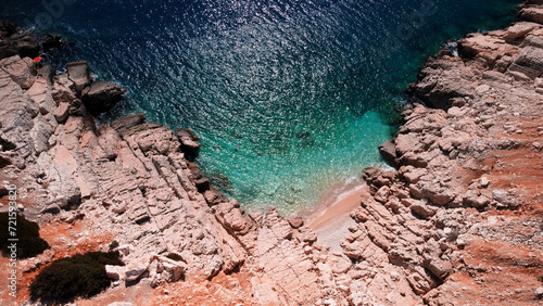 Fototapeta Naklejka Na Ścianę i Meble -  drone shot of Adriatic sea beach on Island in Croatia