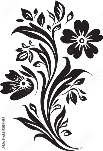 Fototapeta Naklejka Na Ścianę i Meble -  Whispering Inked Midnight Bouquets Floral NoirInky Noir Garden Elegance Midnight Vector Art