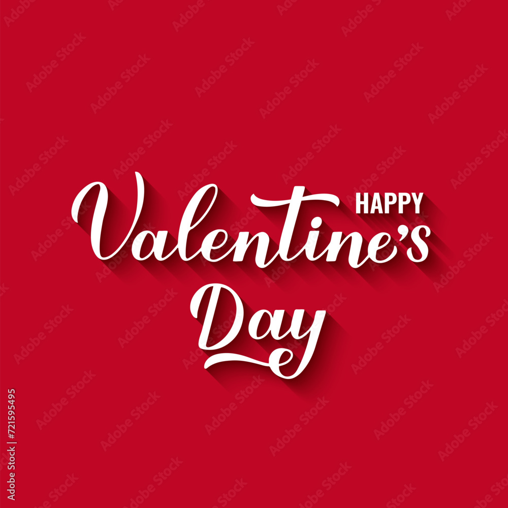 Happy Valentines Day calligraphy hand lettering on red background. Handwritten Valentine card. Vector template for greeting card, flyer, banner, etc.