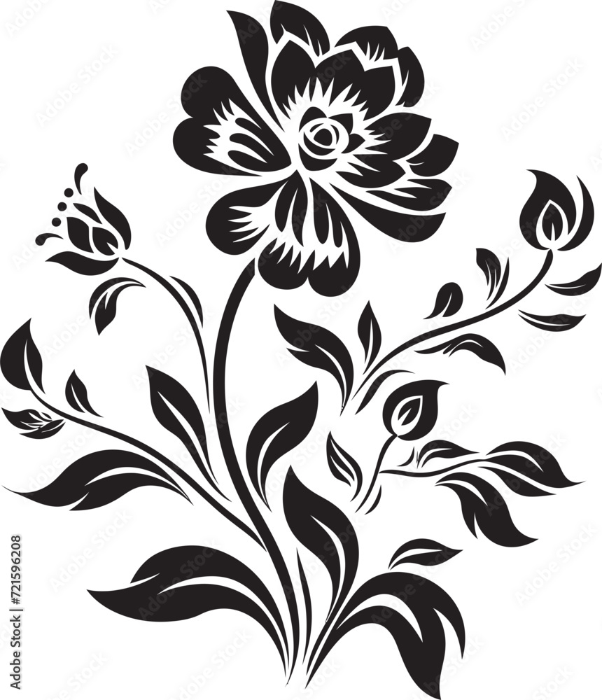 Silhouette Midnight Serenade Black EleganceMidnight Floral Fantasia Vectors in Noir