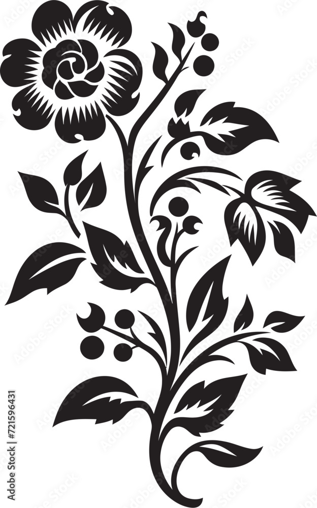 Enigmatic Night Black Floral Vector IllustrationsMonochrome Delights Floral Vector Artistry