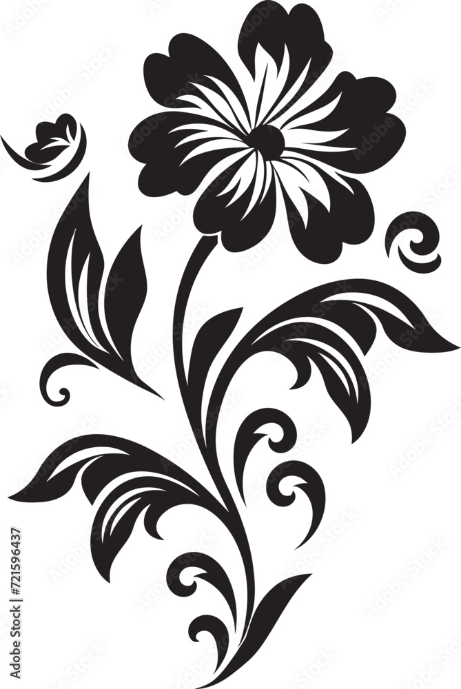 Obsidian Petal Cascade Black Floral VectorsNoir Garden Whispers Floral Vector Sketches