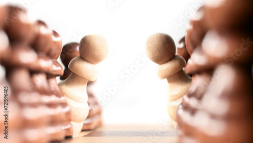 Competition, two chess pieces argue photo
