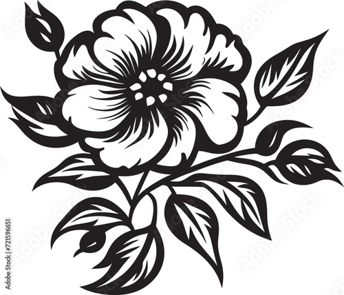 Sleek Silhouette Blooms Black Floral VectorsEnigmatic Midnight Garden Floral Vector Elegance