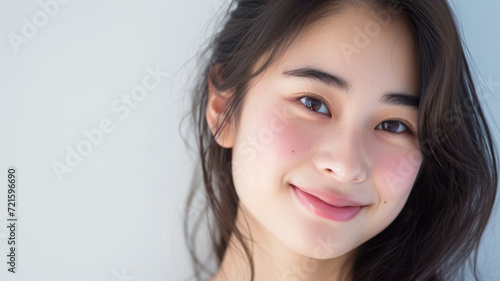 Positive Asian Female Portrait on Clean White Background