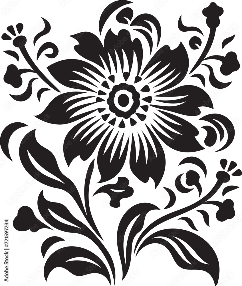 Chiaroscuro Botany Floral Vector ArtistryMystic Blooms Black Floral Vector Collection