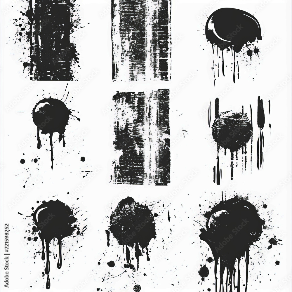 Overlay texture set. Different types of texture stamps,damaged, paint ...