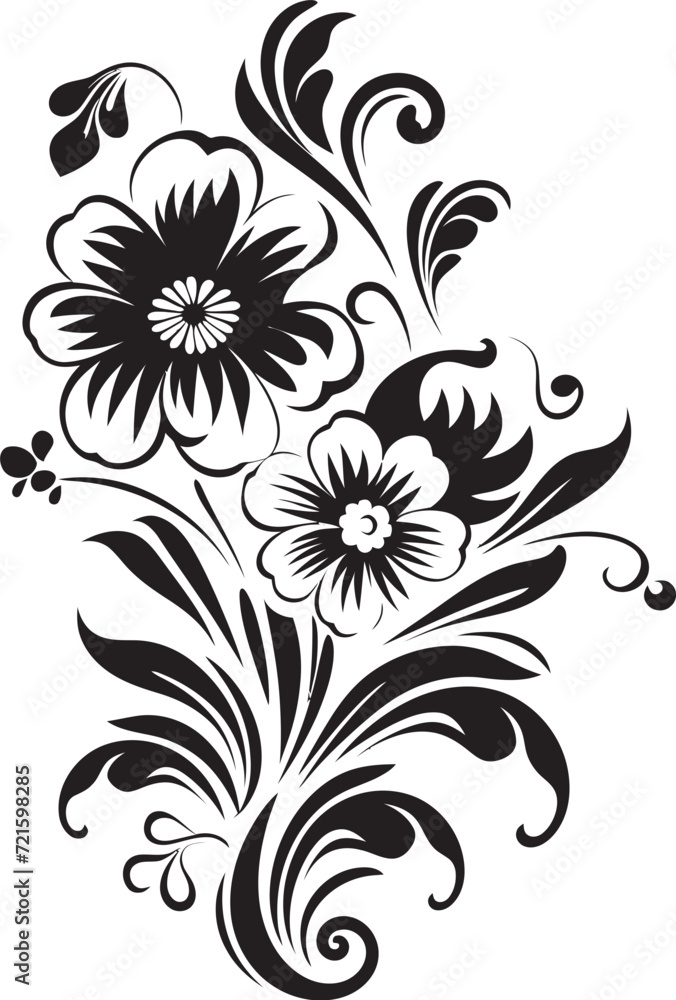 Ink Drenched Flora Black Vector DesignsStylish Silhouetted Botany Floral Vectors
