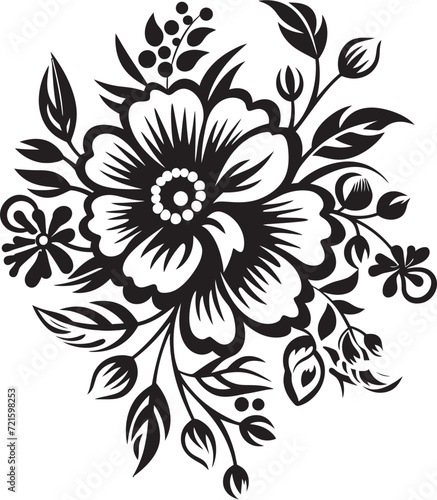 Monochrome Botanical Reverie Blackened FloraGothic Midnight Harmony Floral Vector Charms