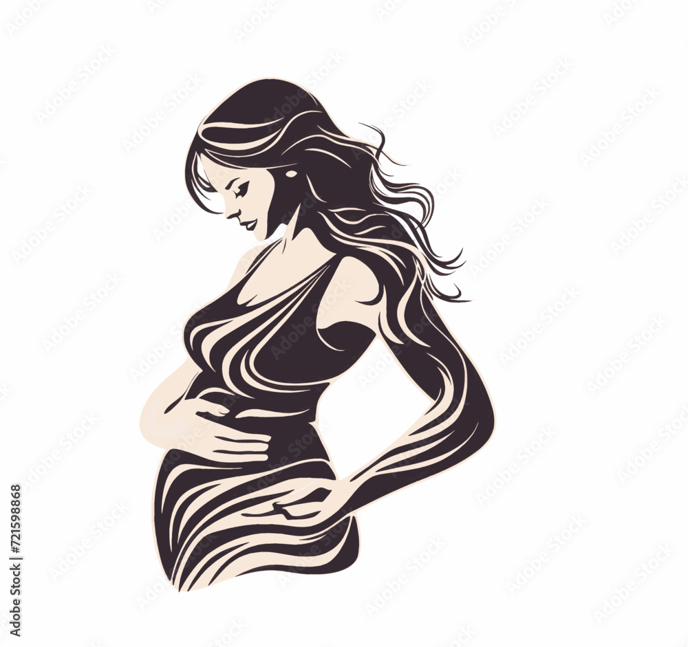 Unveiling Motherhood: Artistic Line Drawing of Expectant Woman Unveiling Motherhood: Artistic Line Drawing of Expectant Woman