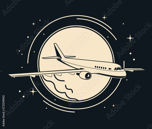 Mesmerizing Sketch: A Plane Hovering Over the Globe - Explore Aerial Mastery in Art!