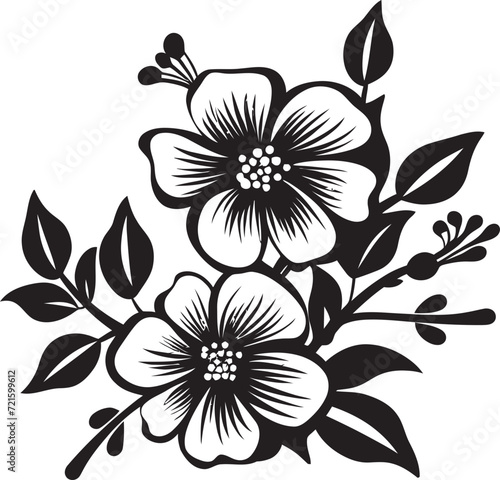 Whispering Midnight Garden Black VectorsMonochrome Bloom Dance Floral Vector Noir