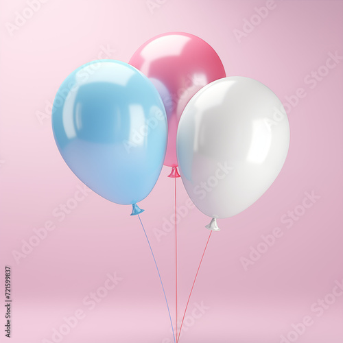 Ballons baudruches gonflés de couleurs tendres et pastel pour naissance ou anniversaire, baby shower, fête prénatale, pour la future maman, un petit garçon bleu ou une petite fille rose photo