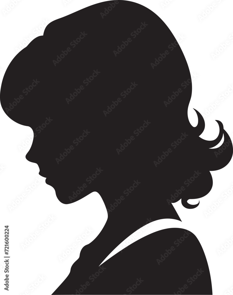 Sleek Sophistication Black and White Girl ArtMinimalist Charm Vector Girl Portrait Illustration
