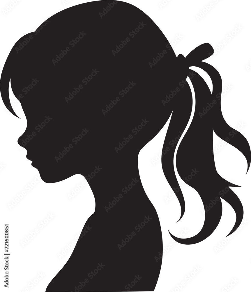 Chic Contrast Monochrome Girl IllustrationPoised and Powerful Vector Girl in Black