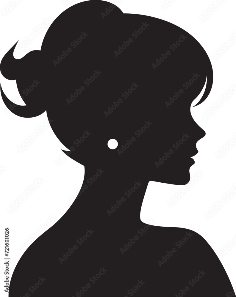 Luminous Noir Girl Vector in BlackShaded Beauty Black and White Girl Vector Illustration