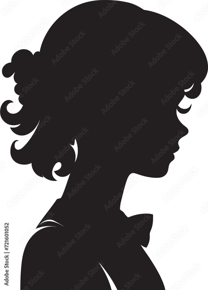 Intriguing Noir Vector Art of a Black GirlSilhouette Serenity Black Girl Portrait Drawing