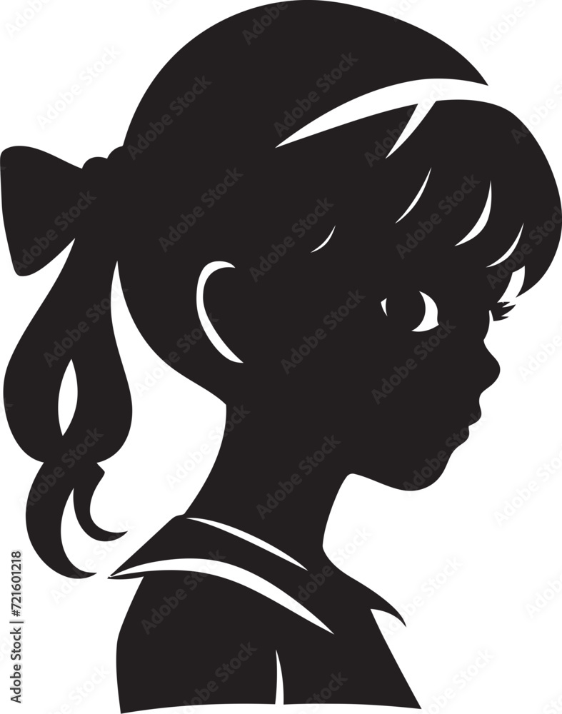 Shaded Beauty Black Girl Vector in MonochromeEnigmatic Elegance Vector Girl Illustration in Black a