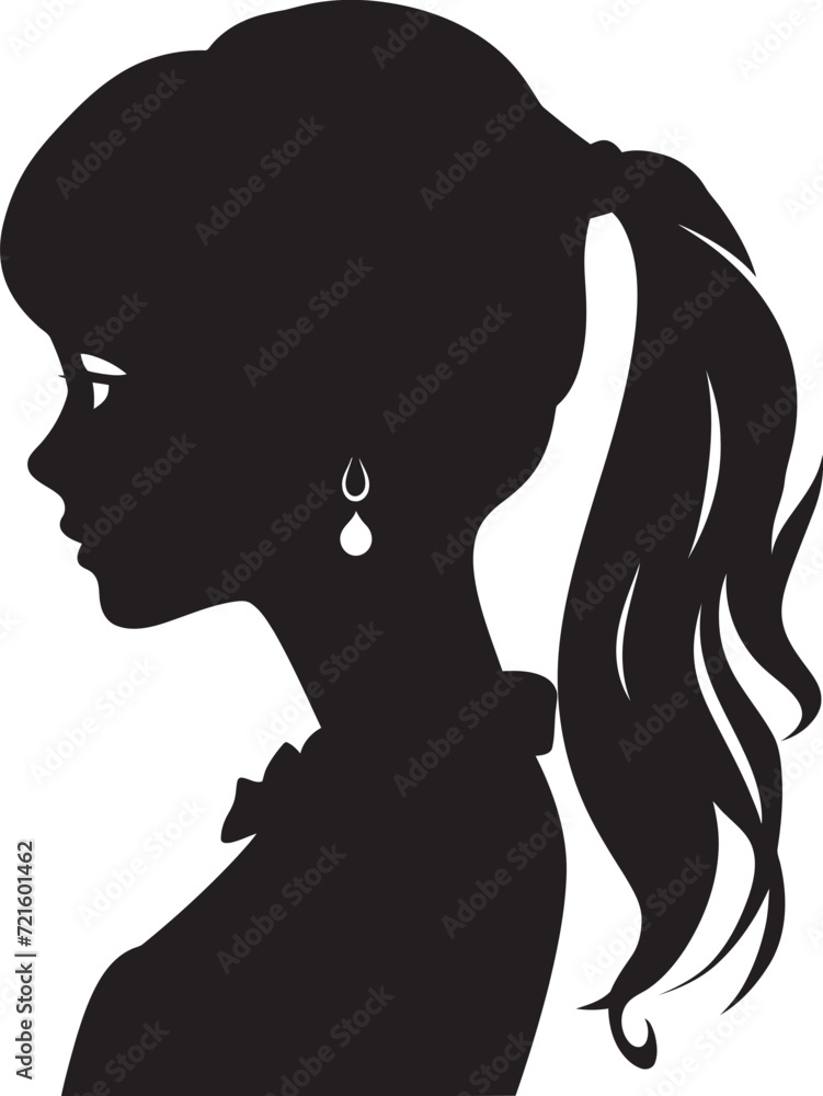 Sleek Simplicity Vector Girl in Black and WhiteMystery Unveiled Black and White Girl Illustration