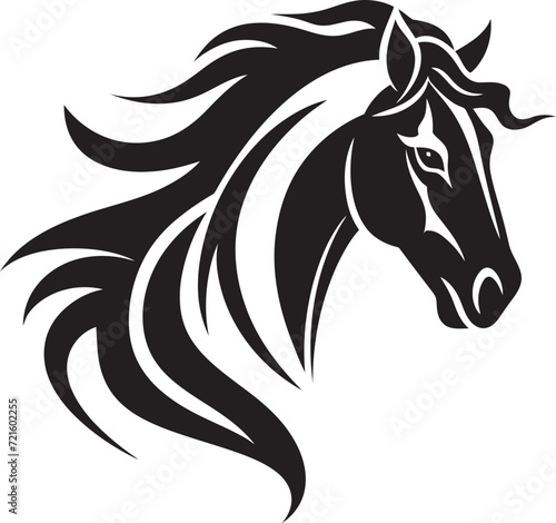 Fototapeta Naklejka Na Ścianę i Meble -  Bold Equestrian Artistry Vectorized MonochromeGalloping Majesty Black Horse Vector Series