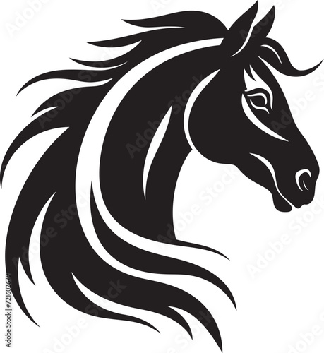 Stylized Horse Vectors Black & White EleganceFluid Motion Vectorized Black Horse Illustrations